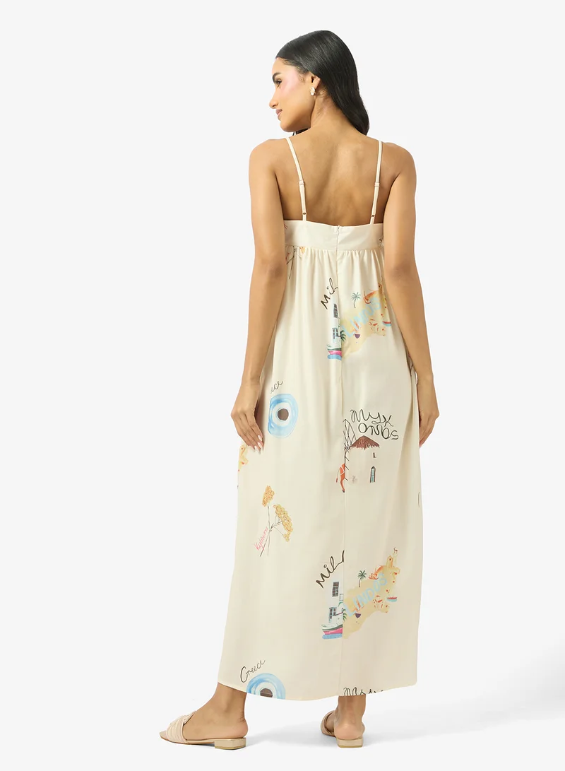 Ginger Bandeau A Line Printed Resort Dress